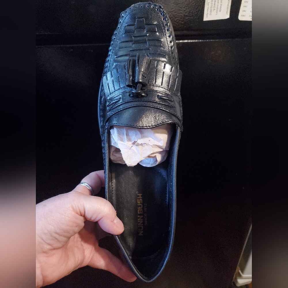 Mens brand new black leather loafers